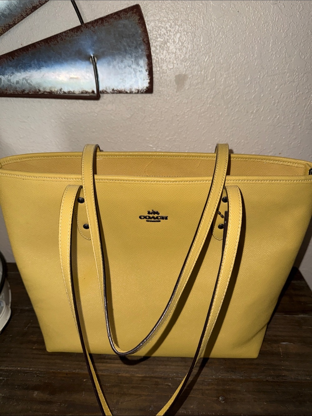 Coach Yellow Saffiano-Style Leather Tote